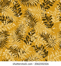Leaves are seamless, yellow background. Vector.