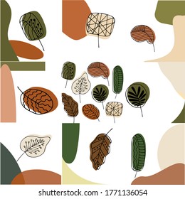 Leaves Set. Abstract pictures. Vector image