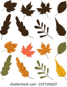 Leaves Set Black Silhouette Isolated Vector Stock Vector Royalty Free Shutterstock