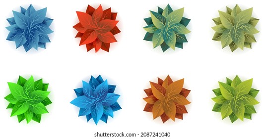 Leaves Set in Various Colors