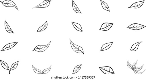 leaves set vector in silhouette