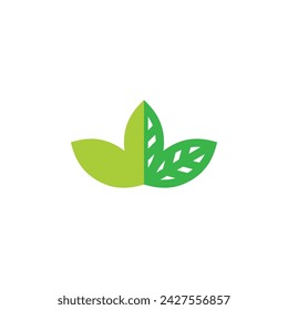 Belässt Schatten Grün Drei Logo Vektor 
