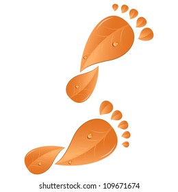 Leaves in the shape of a footprint. Vector illustration.