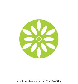 leaves shapes in circle negative logo vector