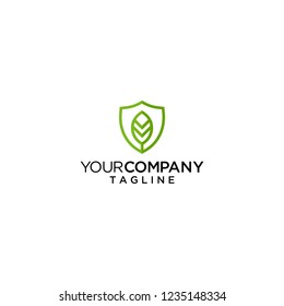 leaves shield logo vector icon