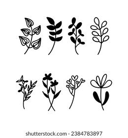 Leaves silhouette of beautiful plants, leaves, plant design. Leaves silhouette Vector illustration.