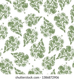 Leaves silhouette stamp seamless vector pattern. Lace leaf ornament.