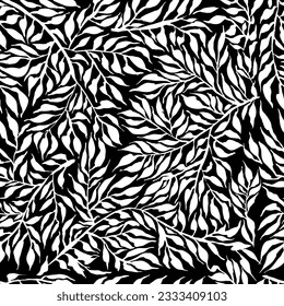 Leaves Silhouettes Brush Artwork Pattern.