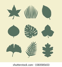 Leaves silhouettes pack, nature icons 