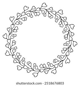 Hinterlässt einfachen grünen Kreis Kranz mit Linie Kunst Natur Zweig für Karte oder Einladung.