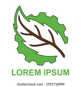 leaves a simple logo with a unique gear symbol