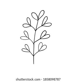 Leaves simple outline vector minimalist concept illustration, thin line hand drawn floral branch, element for invitations, greeting cards, booklet design
