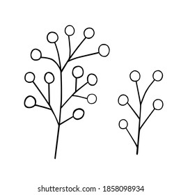 Leaves simple outline vector minimalist concept illustration, thin line hand drawn floral branch, element for invitations, greeting cards, booklet design