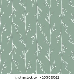 Leaves simple pattern. Seamless green background. Wallpaper design. Vector illustration.