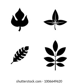 Leaves. Simple Related Vector Icons Set for Video, Mobile Apps, Web Sites, Print Projects and Your Design. Black Flat Illustration on White Background.