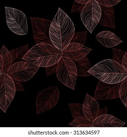 Leaves skeletons seamless. Vector