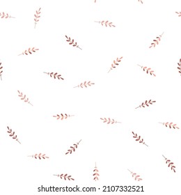 Leaves sprigs twigs leafage stem branch seamless pattern. Botanical background. Flat drawing. Fashion design.