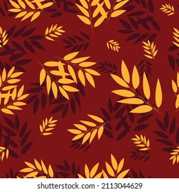 Blätter Zwirnzwirngewächse Stamm nahtlose Muster. botanischer Hintergrund. Ornament. flache Zeichnung. Modedesign.