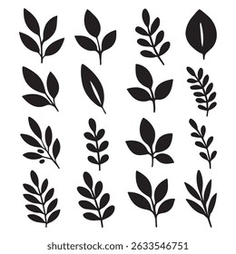 Leaves and Stems Outline Vector Collection