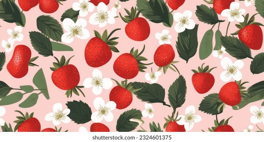 Leaves and strawberries, minimal color leaves and strawberries. 