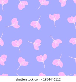 Blätter mit Streifen Adern. Vektor nahtlose Muster botanische Illustration. für Textilien, Gewebe, Verpackungen, Papier, Kronen, Postkarten und Tapeten