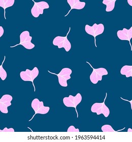 Leaves with stripes veins. Vector seamless pattern botanical illustration. For textiles, fabrics, packaging, paper, candelaria, postcards and wallpaper