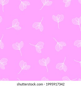 Hojas con venas de rayas. Ilustración botánica de patrón sin fisuras de vectores. Para textiles, tejidos, embalajes, papel, candelaria, postales y papel pintado