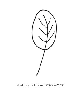 Saltos al estilo de los garabatos. Elementos de diseño vectorial de una línea negra dibujada a mano. Hojas de varias plantas, flores y árboles. Ilustración vectorial.