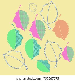 Leaves stylized  pattern,scribbles, fall. Hand drawn.