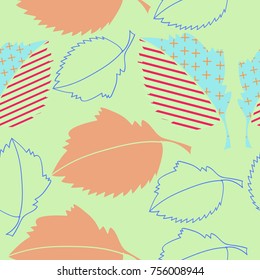 Leaves stylized seamless   pattern, fall. Hand drawn.