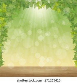 leaves and sun rays - vector spring background