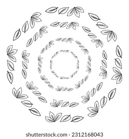 Leaves Swirl Rounded Pattern isolated on white background