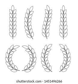 Leaves, swirls and floral elements. Olive branch. Vector tree branches silhouette