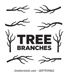 Leaves, swirls and floral elements. Olive branch. Vector tree branches silhouette 
