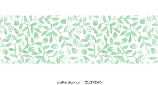 Leaves and swirls textile horizontal border seamless pattern background