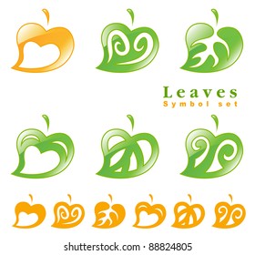 Leaves symbol set. Vector illustration.
