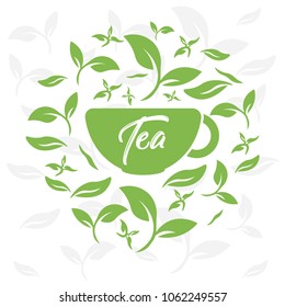 
leaves and teacups vector eps 10