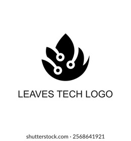 Leaves tech logo icon vector concept