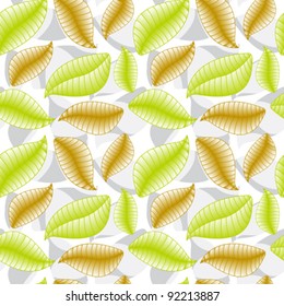 leaves texture, abstract seamless pattern; vector art illustration