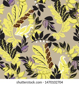 Leaves texture pattern. Ditsy floral background. Liberty style. fabric, covers, manufacturing, wallpapers, print, gift wrap.