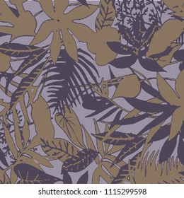 Leaves texture pattern. Watercolor Seamless background.