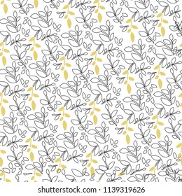Leaves texture pattern. Watercolor Seamless background.