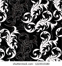 Leaves texture pattern. Watercolor Seamless background.