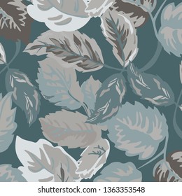 Leaves texture pattern. Watercolor Seamless background.