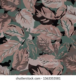 Leaves texture pattern. Watercolor Seamless background.