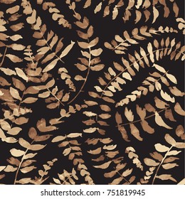 Leaves texture pattern. Watercolor Seamless background.
