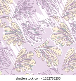 Leaves texture pattern.Watercolor floral background.