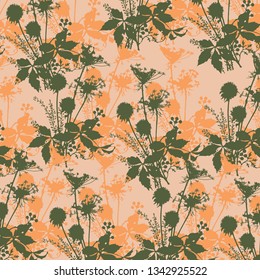 Leaves texture pattern.Watercolor floral background.