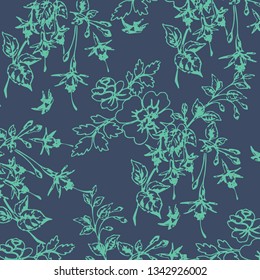Leaves texture pattern.Watercolor floral background.