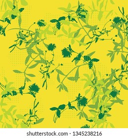 Leaves texture pattern.Watercolor floral background